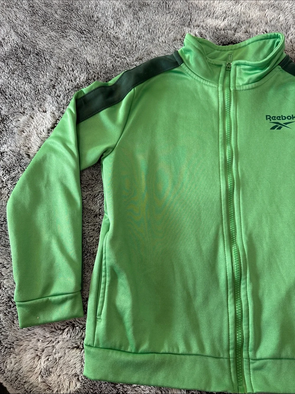 Reebok Athletic Track Jacket Full Zip Boys 11-12  Two Toned Green Sporty Outdoor